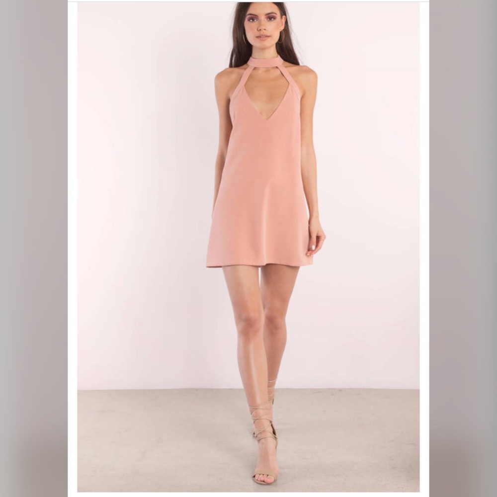 Rose Color V-Neck shift Dress - Picture 2 of 5